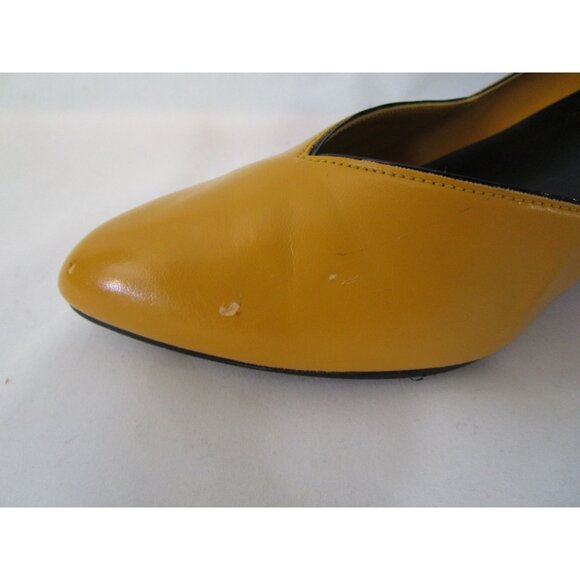 Mustard Black Colorblock 1980's Heels New Directions Show Wear IOB Man Made - Picture 7 of 12